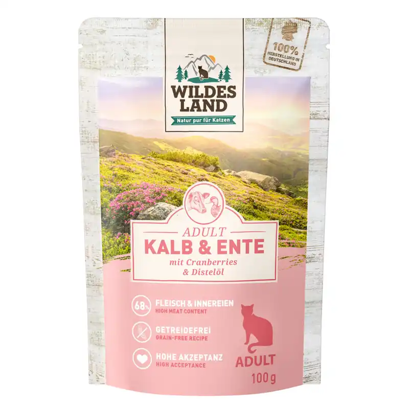 Knallerangebot WILDES LAND Pouchbeutel Kalb & Ente 100 g
